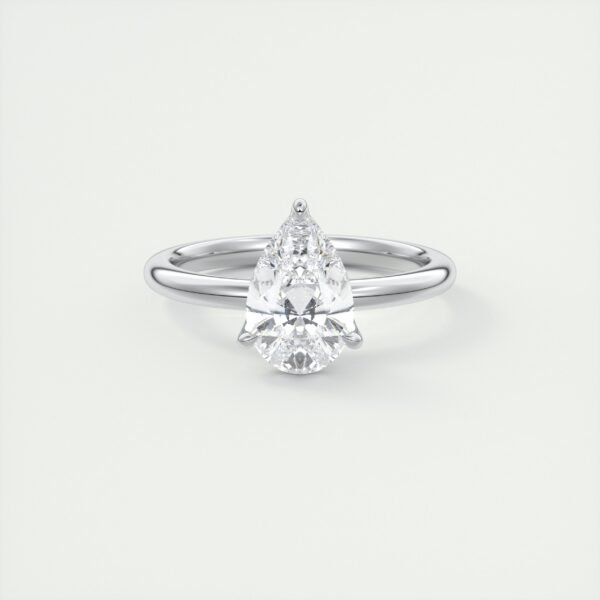 Pear-Shaped Diamond Solitaire Ring with Side Diamonds - Image 8