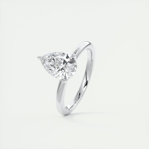 Pear-Shaped Diamond Solitaire Ring with Side Diamonds - Image 14