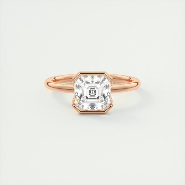 Asscher Cut Diamond Bezel Solitaire Ring