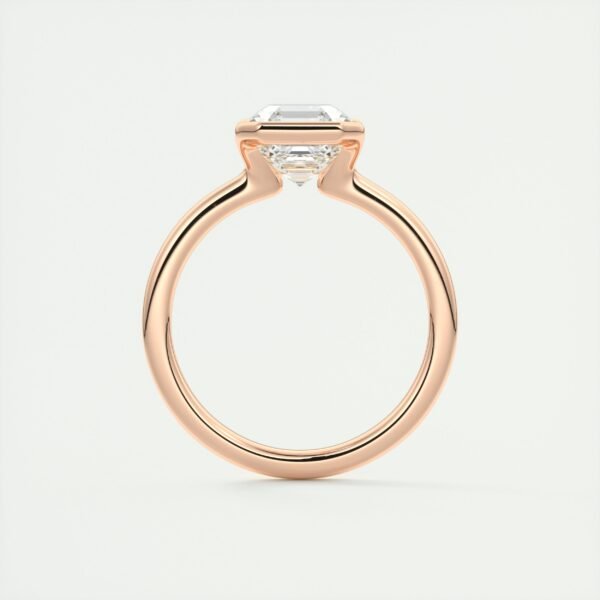 Asscher Cut Diamond Bezel Solitaire Ring - Image 6