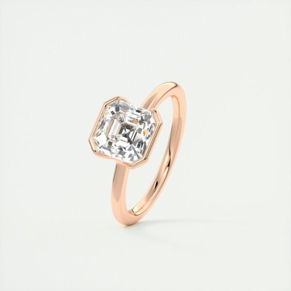 Asscher Cut Diamond Bezel Solitaire Ring - Image 7