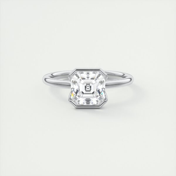 Asscher Cut Diamond Bezel Solitaire Ring - Image 8