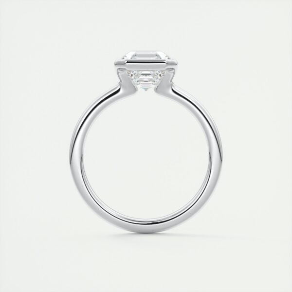 Asscher Cut Diamond Bezel Solitaire Ring - Image 13