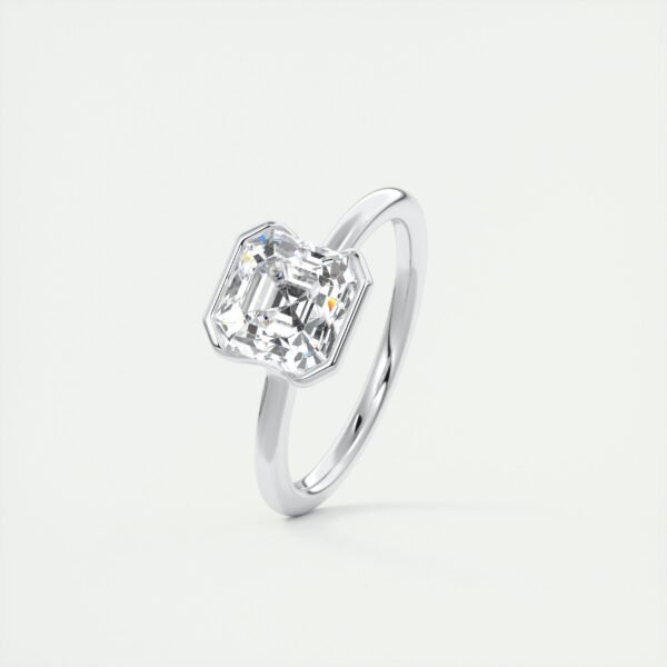 Asscher Cut Diamond Bezel Solitaire Ring - Image 14