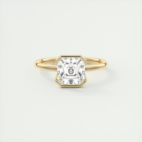 Asscher Cut Diamond Bezel Solitaire Ring - Image 15