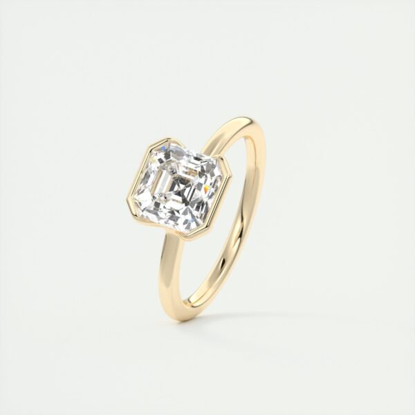Asscher Cut Diamond Bezel Solitaire Ring - Image 28
