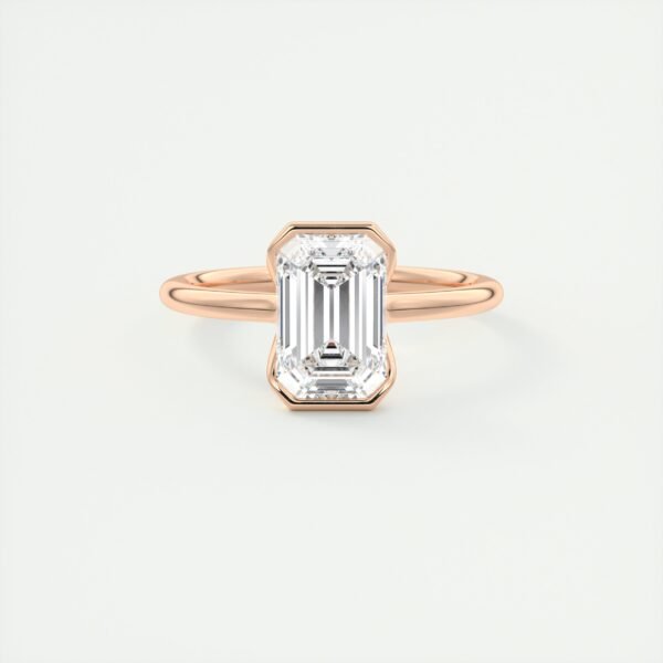 Emerald Cut Diamond Bezel Solitaire Ring - Image 2