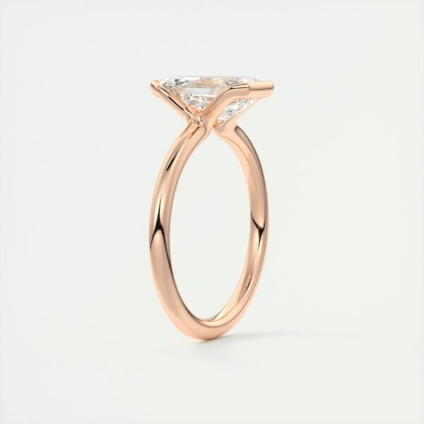 Emerald Cut Diamond Bezel Solitaire Ring - Image 6