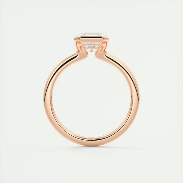 Emerald Cut Diamond Bezel Solitaire Ring - Image 7