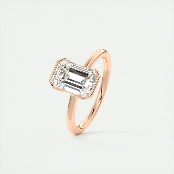 Emerald Cut Diamond Bezel Solitaire Ring - Image 8
