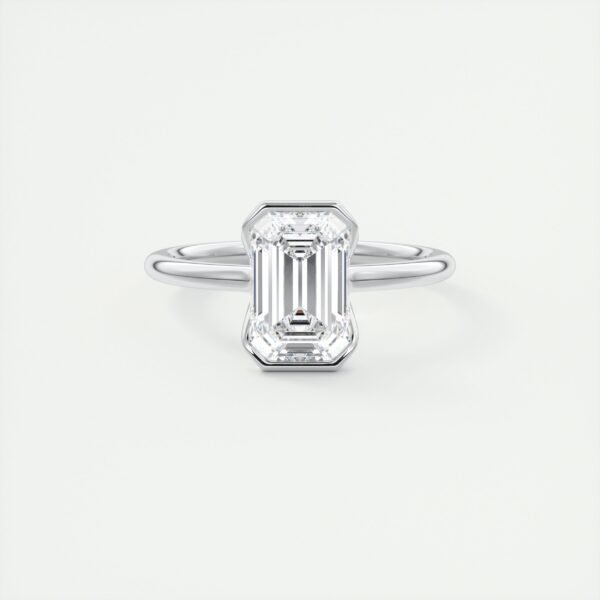 Emerald Cut Diamond Bezel Solitaire Ring - Image 9
