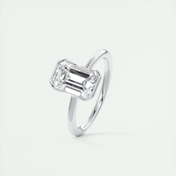 Emerald Cut Diamond Bezel Solitaire Ring - Image 15