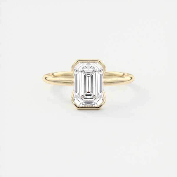 Emerald Cut Diamond Bezel Solitaire Ring - Image 16