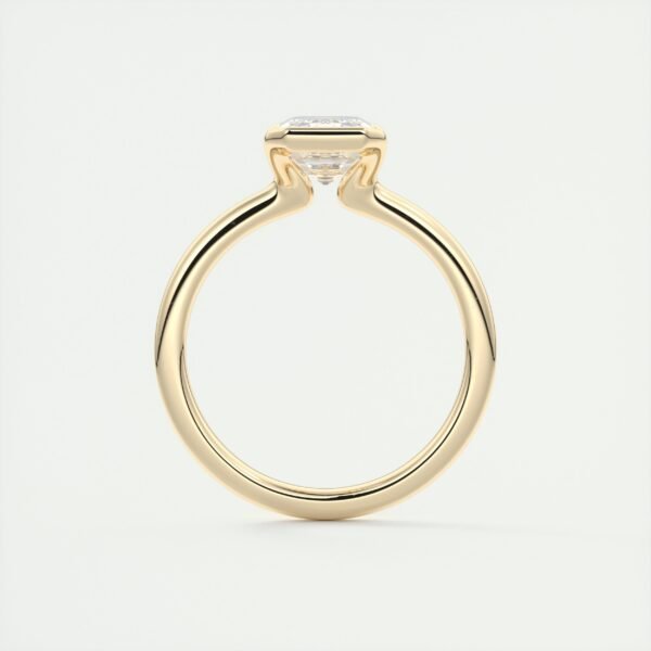 Emerald Cut Diamond Bezel Solitaire Ring - Image 21