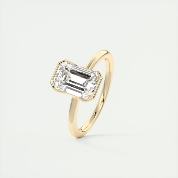 Emerald Cut Diamond Bezel Solitaire Ring - Image 22