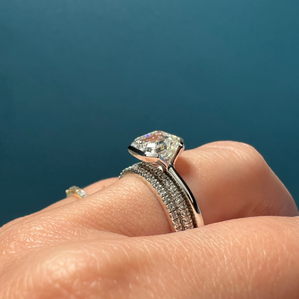 Asscher Cut Diamond Bezel Solitaire Ring - Image 31