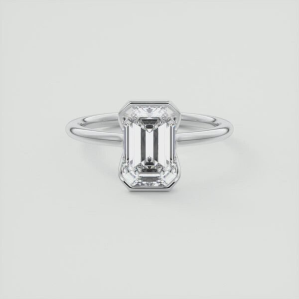 Emerald Cut Diamond Bezel Solitaire Ring - Image 24