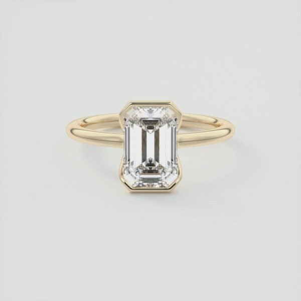 Emerald Cut Diamond Bezel Solitaire Ring - Image 25