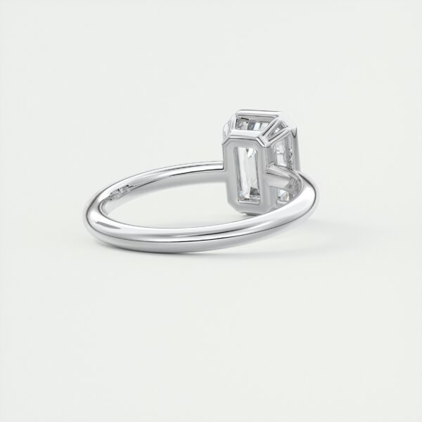 Emerald Cut Diamond Bezel Solitaire Ring - Image 5