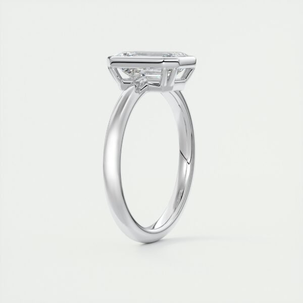 Emerald Cut Diamond Bezel Solitaire Ring - Image 7