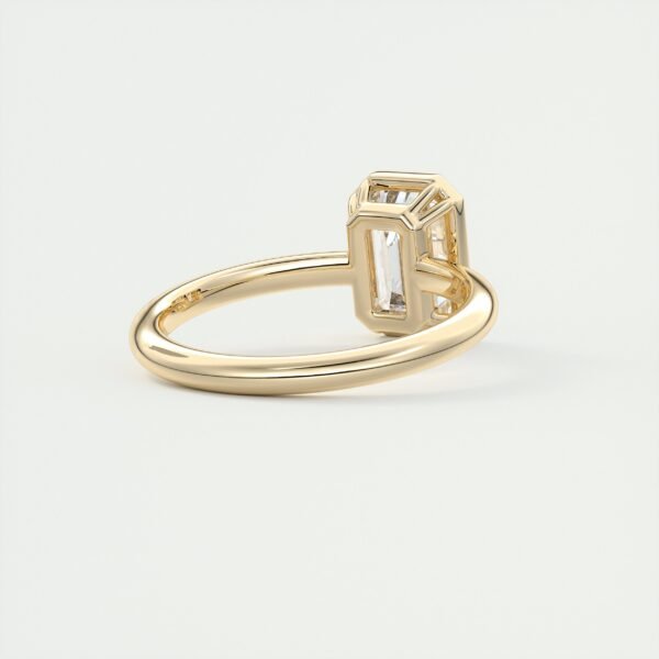 Emerald Cut Diamond Bezel Solitaire Ring - Image 13