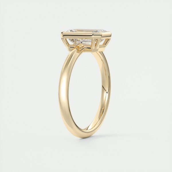 Emerald Cut Diamond Bezel Solitaire Ring - Image 18