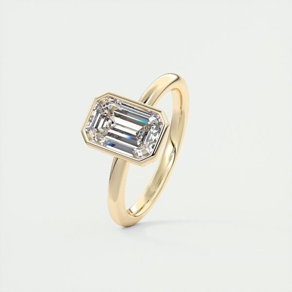 Emerald Cut Diamond Bezel Solitaire Ring - Image 22