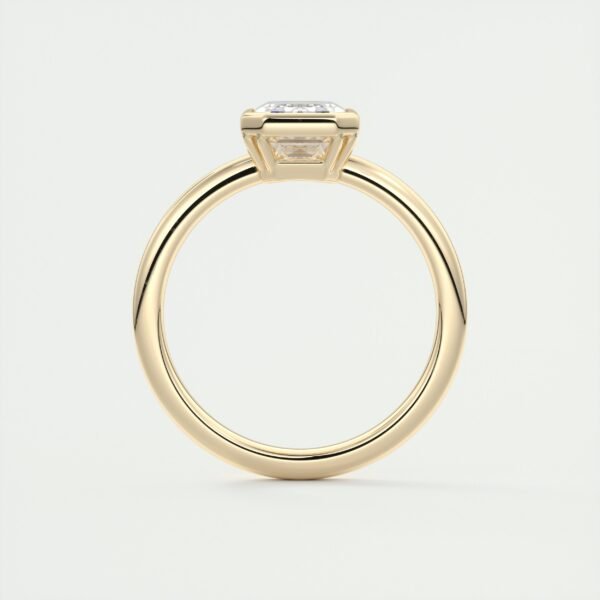 Emerald Cut Diamond Bezel Solitaire Ring - Image 20