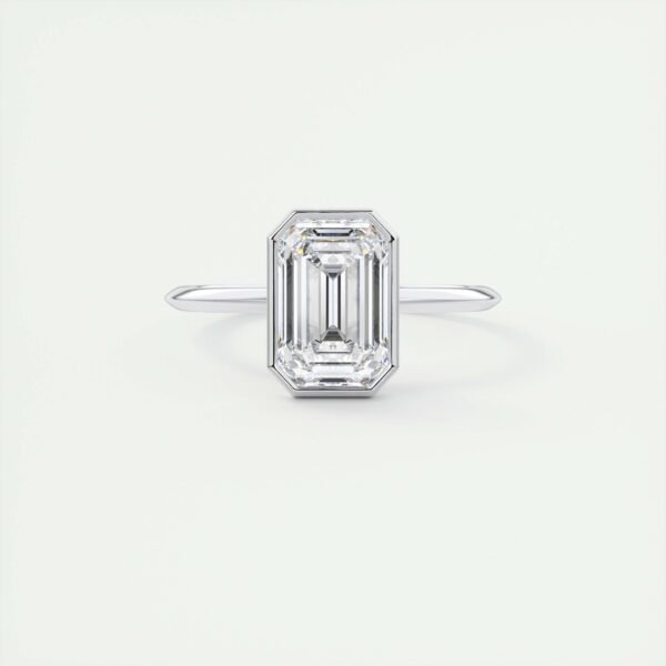 Emerald Cut Diamond Bezel Solitaire Ring - Image 23