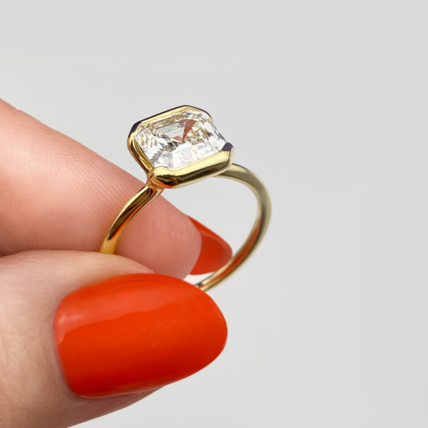 Asscher Cut Diamond Bezel Solitaire Ring - Image 36