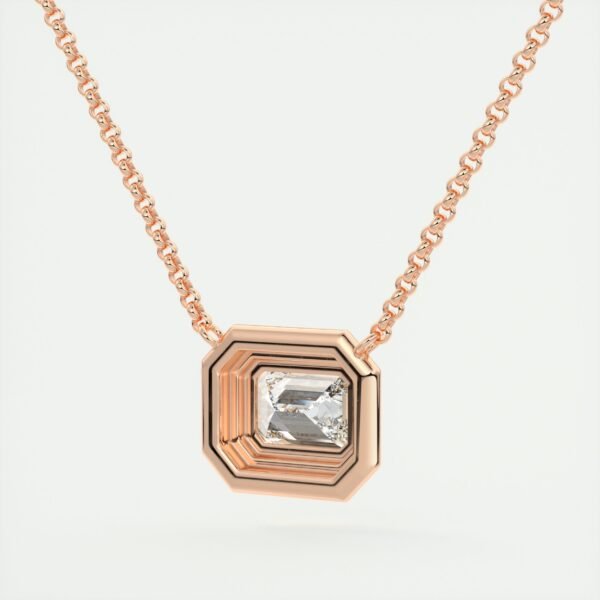 Geometric Emerald Cut Diamond Pendant - Image 4