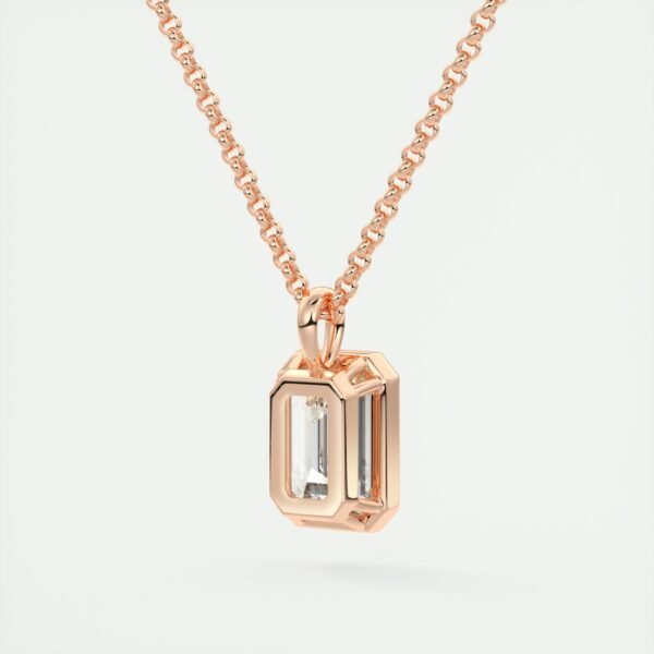 Emerald Cut Diamond Bezel Pendant - Image 5