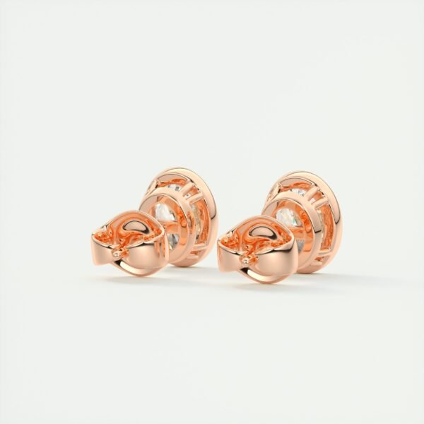 3 Carat Oval Bezel Lab Diamond Stud Earrings - Image 7