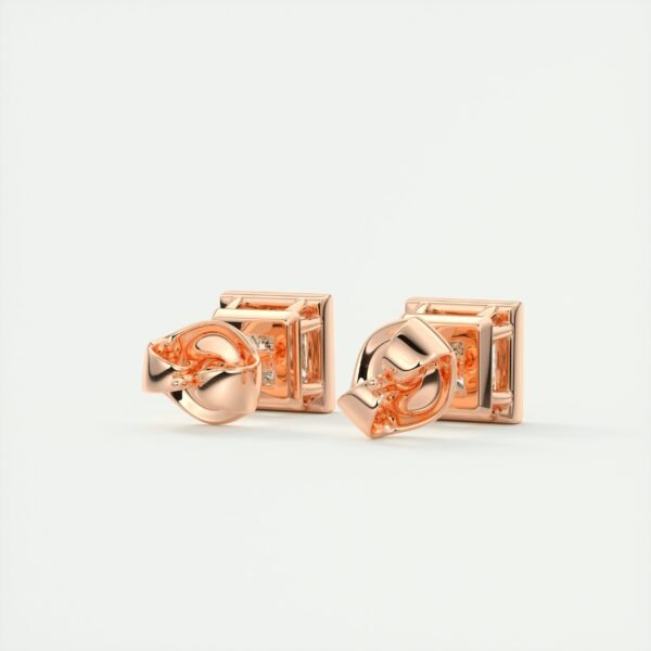 1ct Princess Cut Half Bezel Lab Diamond Stud Earrings - Image 2