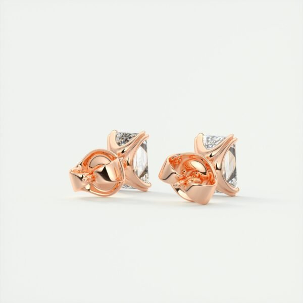 Emerald Cut Diamond Stud Earrings - Image 13