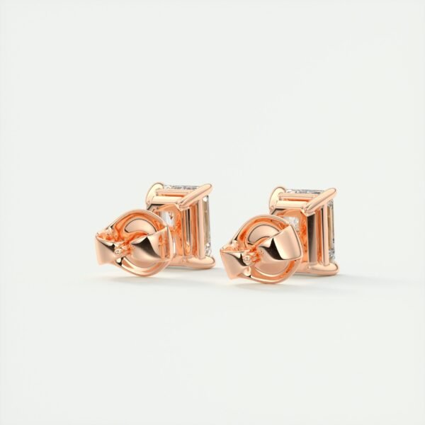 Emerald Cut Diamond Stud Earrings - Image 17