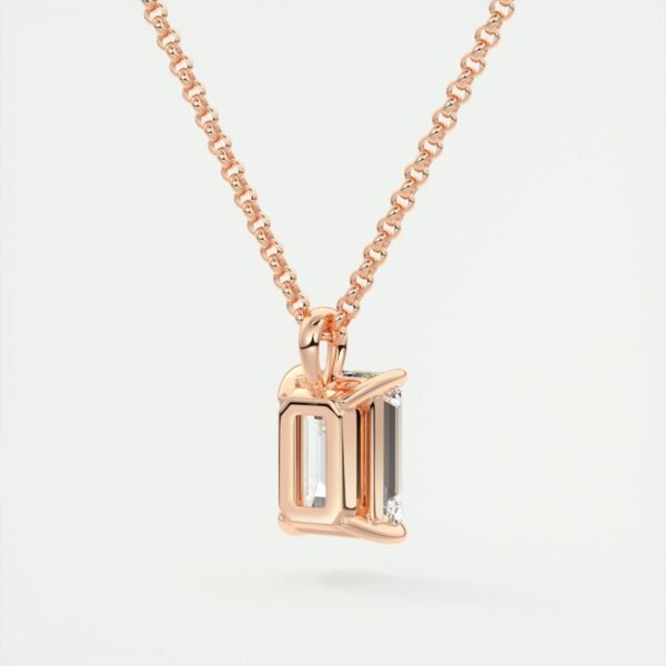 Emerald Cut Diamond Solitaire Pendant - Image 2