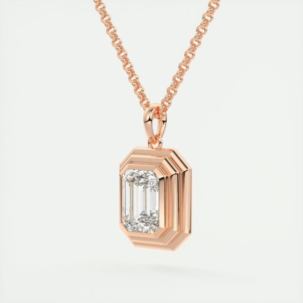 Geometric Emerald Cut Diamond Pendant - Image 4