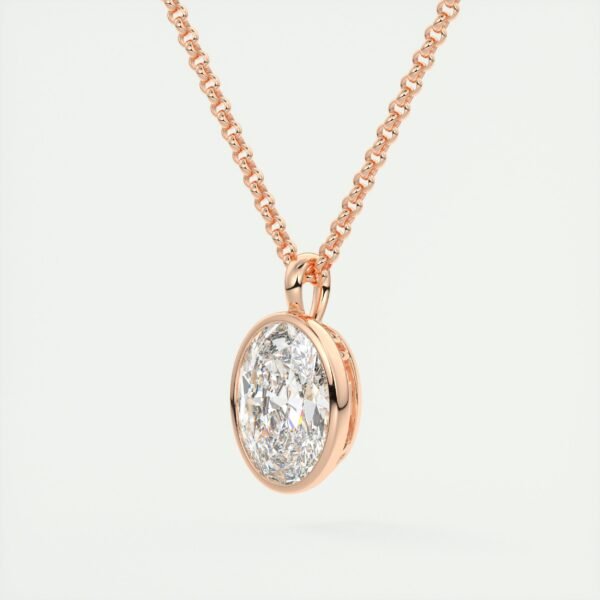 Bezel-Set Round Diamond Pendant - Image 2