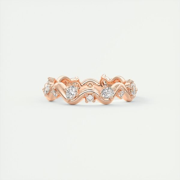 Wavy Mixed Cut Diamond Eternity Band