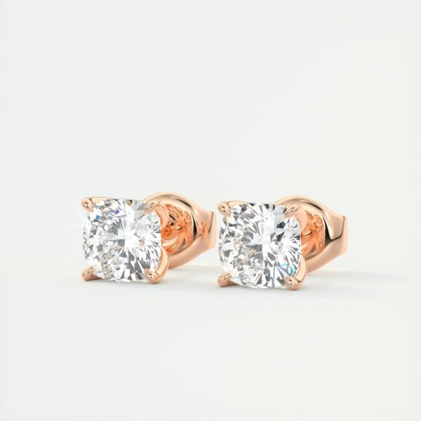 1 Carat Cushion Cut Lab Diamond Stud Earrings - Image 11