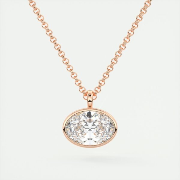Oval Diamond Bezel Pendant - Image 2