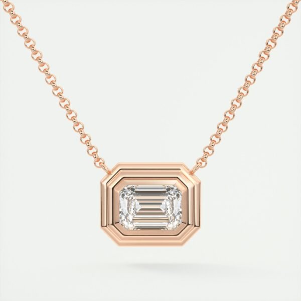 Geometric Emerald Cut Diamond Pendant - Image 3