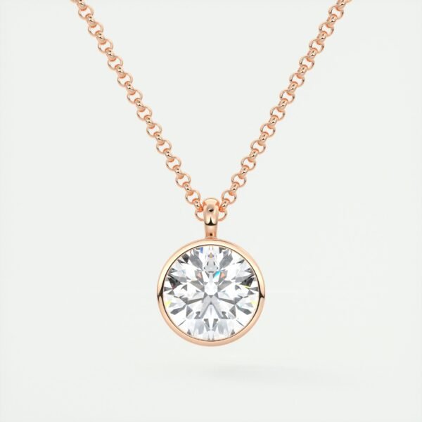 Bezel-Set Round Diamond Pendant - Image 3