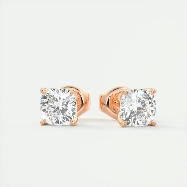1 Carat Cushion Cut Lab Diamond Stud Earrings - Image 10