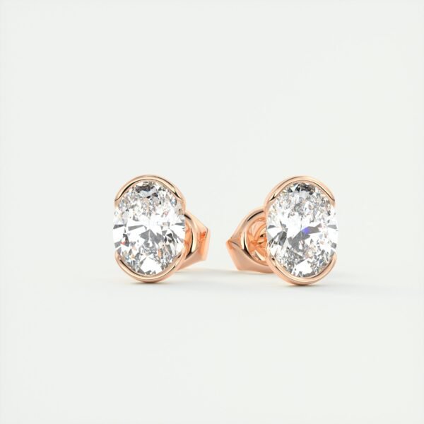 1.5 Carat Oval Bezel Lab Diamond Stud Earrings - Image 3