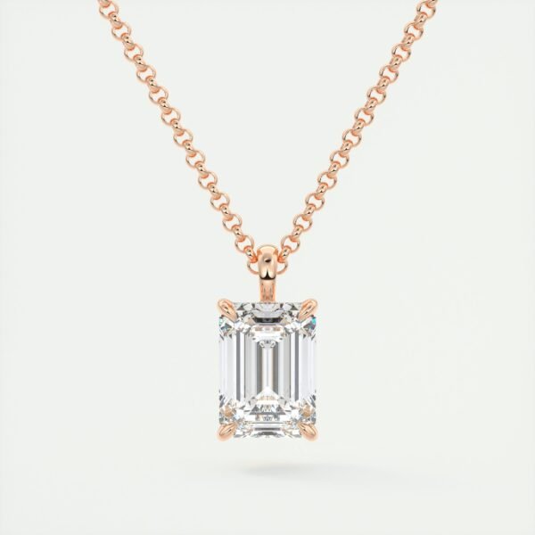 Emerald Cut Diamond Solitaire Pendant - Image 3