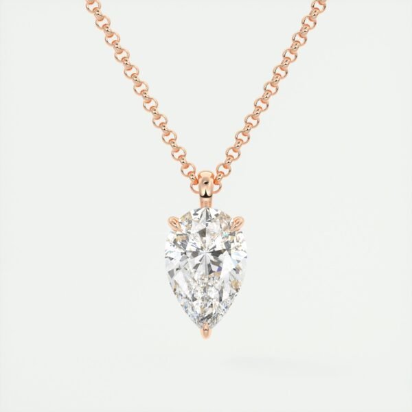 Solitaire Pear-Shaped Diamond Pendant - Image 3