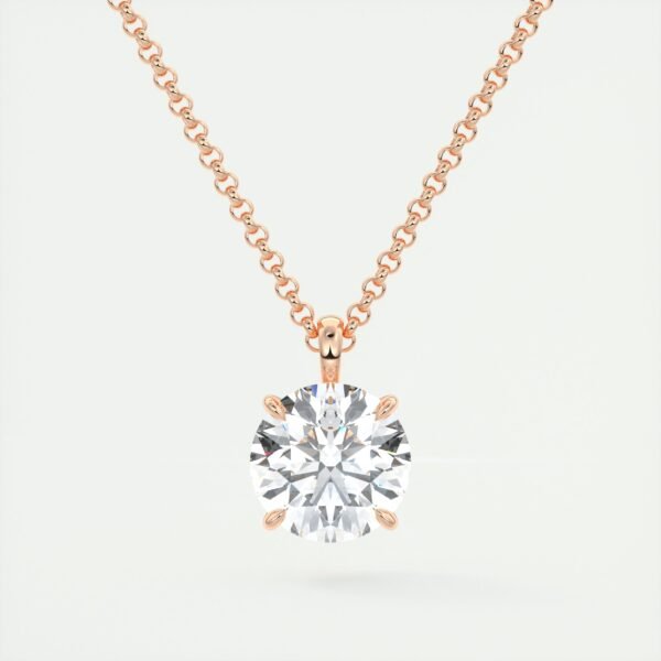 Solitaire Round Diamond Pendant - Image 2