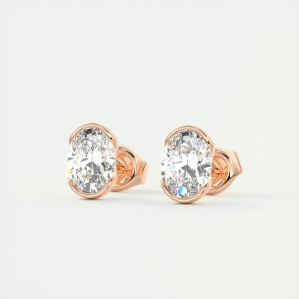 1.5 Carat Oval Bezel Lab Diamond Stud Earrings - Image 4